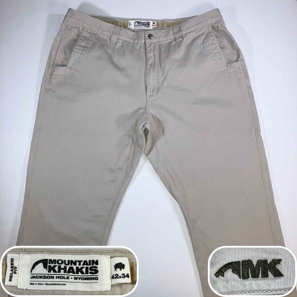 Mountain Khakis Chino‎ Pants Mens 42x33 Khaki Relaxed Fit Twill (Tag 42x34)